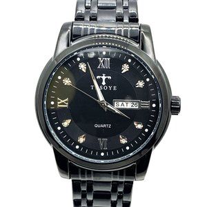 Luxury Black Dial Day and Date Men's Black Watch